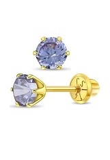 delightful tiny gold round June simulated birthstone baby earrings
